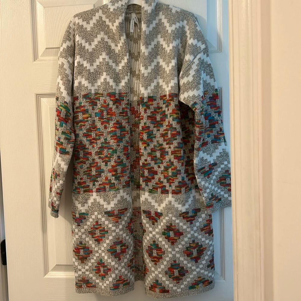 Long Cardigan with Aztec Pattern